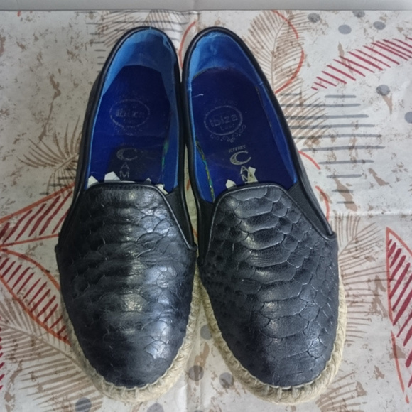 Jeffrey Campbell Ibiza Slip on Espadrille Loafer 6.5M Croc Embossed Beach wear - Picture 2 of 7